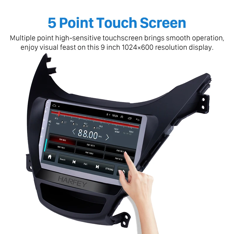 Discount Harfey 9" GPS Navi Stereo Steering Wheel Control Car Android 8.1 Autoradio For Hyundai Elantra 2011 2012 2013 With Music USB AUX 1