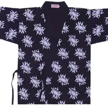 Японские женщины мужчины Ресторан Бар одежда шеф-повара/китель повара куртки униформа, суши/Сашими/Лосось, темно-синий с хризантемами, 3 размера