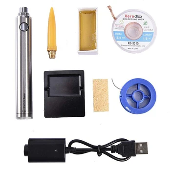 

5V 8W Mini Solder Iron Pen Welding Tool Set USB Charging Soldering Iron with Strong Suction Tin Line Wire Rosin Stand Sponge