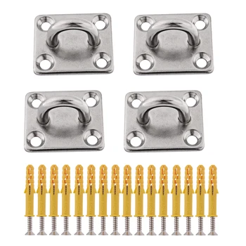 

3pcs 304 Stainless Steel M5 Ring Square Sail Shade Pad Eye Plate Marine Boat Rigging with Self-tapping Screws
