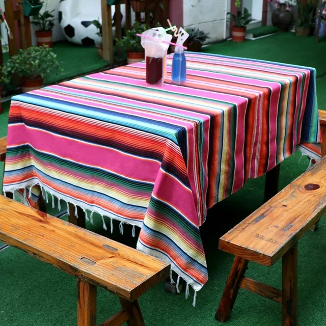 Mexican Blanket 150X215cm Handmade Stripe Wall Tapestry Cotton Serape