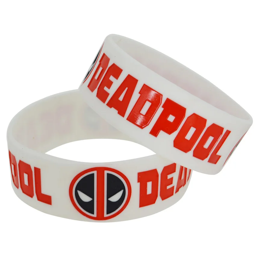 

25pcs/lot Ink Filled Logo Dead Pool 1 Inch Wide Silicone Bracelet Wristband for Anime Fans Gift