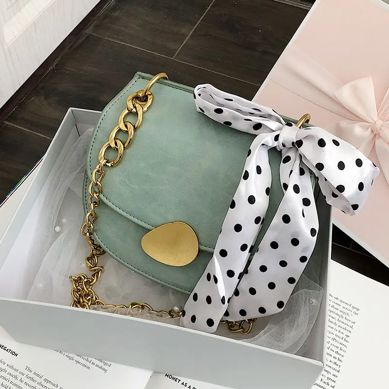 

Elegant Female Ribbon Saddle Bag 2019 Summer New Quality PU Leather Women's Designer Handbag Lock Chain Shoulder Messenger Bags