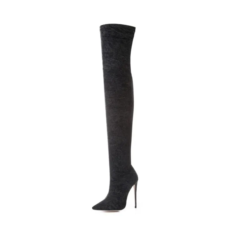 Женские сапоги с острым носком на высоком каблуке размеры 34 48|knee boots|boots fashionfashion