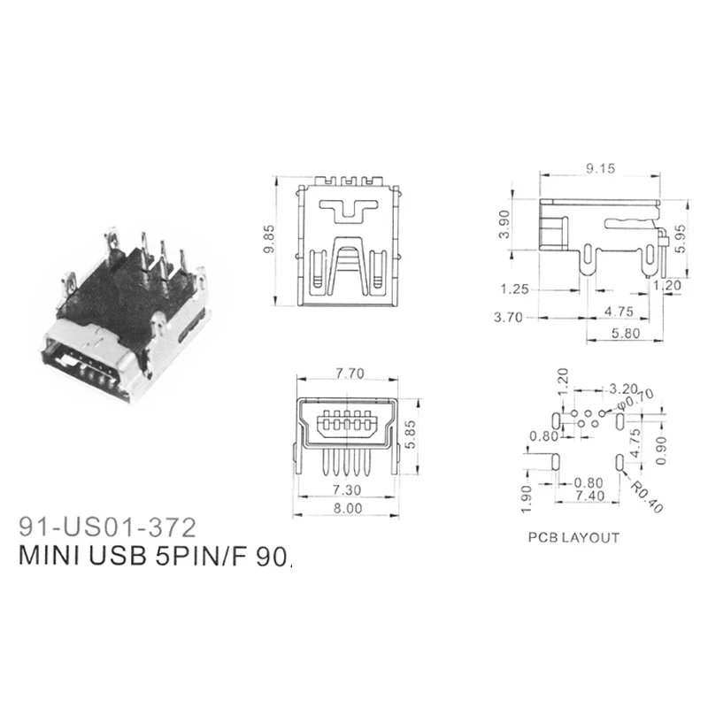 10 шт. разъем USB 5P 90 градусов четыре фута|Компьютерные кабели и разъемы| |
