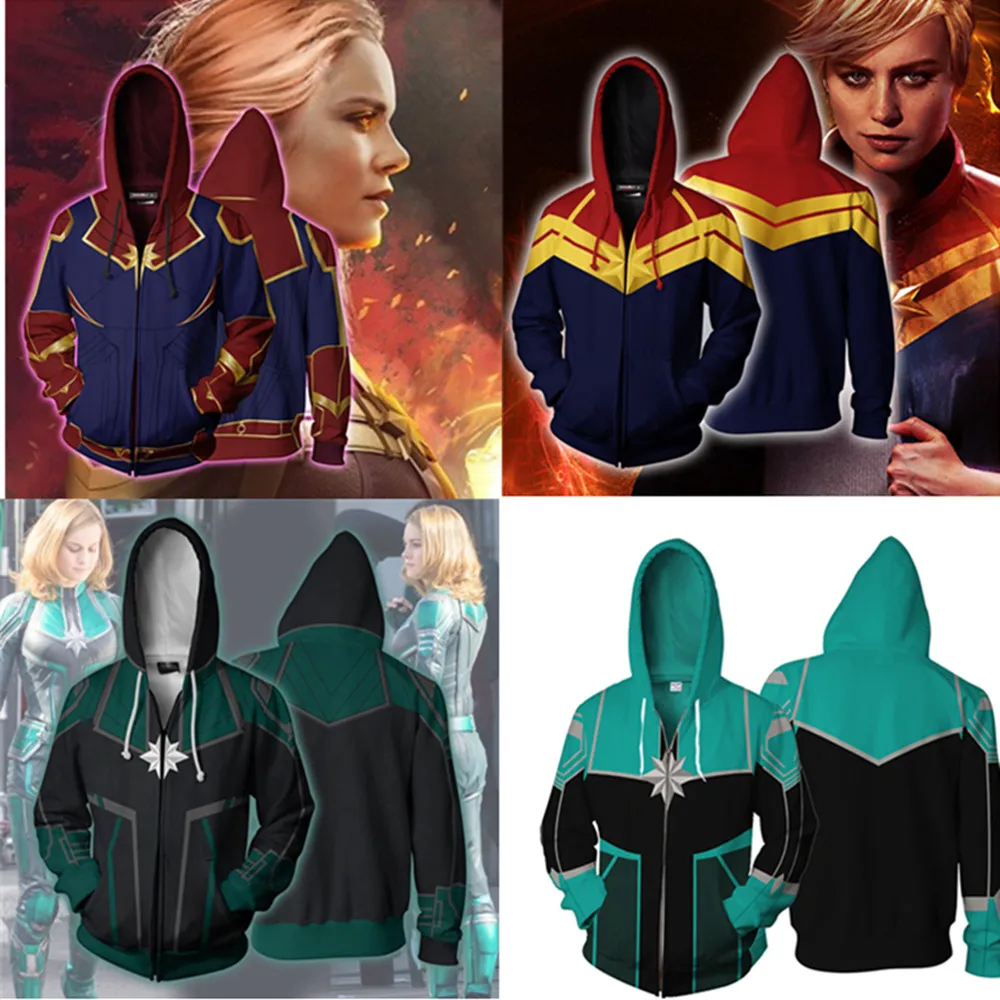 

New Avengers Captain Marvel Cosplay Costumes Carol Danvers Ms Marvel 3D Printed Hoodies Sweatshirt adults Kids Sports fleece