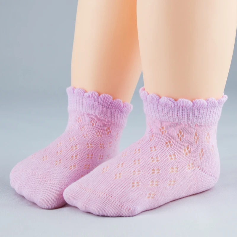 

5pairs/lot Spring Summer Mesh Baby Cotton Socks thin white purple For New Born Unisex Kid Children Infant Boy Girl Short Socks