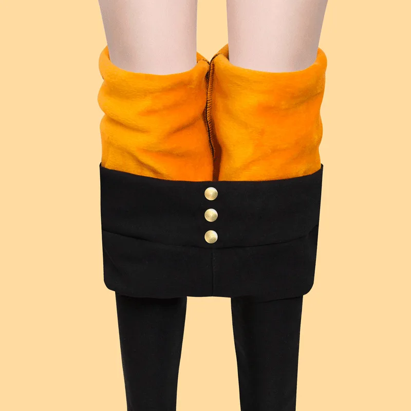 2019 Spring Autumn Thick Female Warm Pants Casual Full Length Skinny Three Button Slim Red Black Trousers | Женская одежда