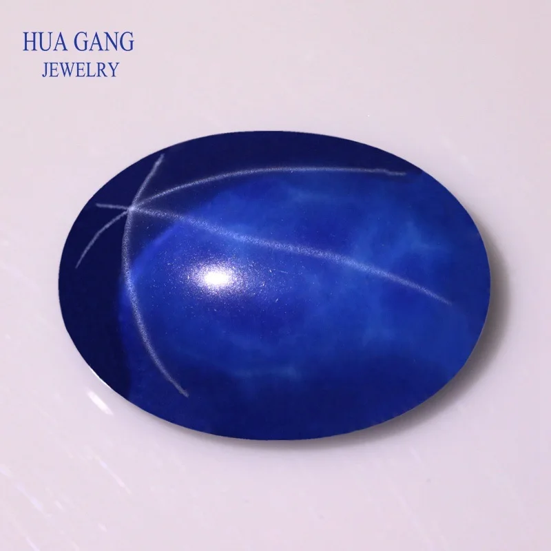 Овальная форма, синтетический Звездный корунд, камень, голубой кабошон, покрытые нижними бусинами для изготовления ювелирных изделий, плоские черные драгоценные камни, 18x25mm - Цвет: Blue Oval Beads