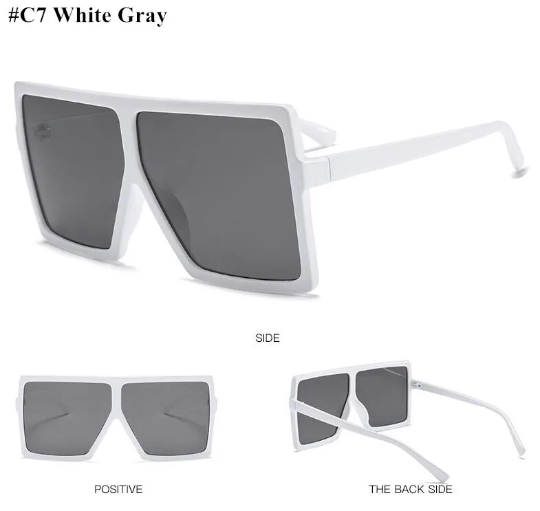 HBK негабаритных квадратных солнцезащитные очки бренда класса «Люкс» модные плоские женские двойные цвета рамки градиентные оттенки