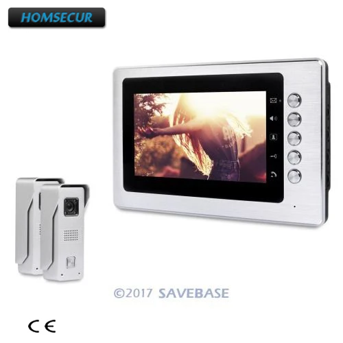 

HOMSECUR 7" Video Door Phone System With 1 TFT LCD Monitor + 2 CMOS Cameras For Home Security