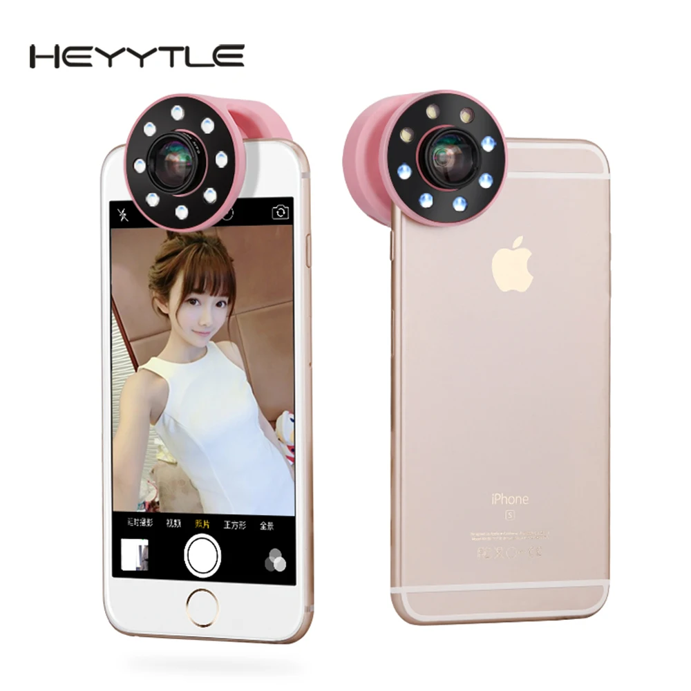 

Heyytle Wide Angle Macro Phone Camera Fill Light Lens For Mobile Phone Universal LED Photography Selfie Charging Portable Light