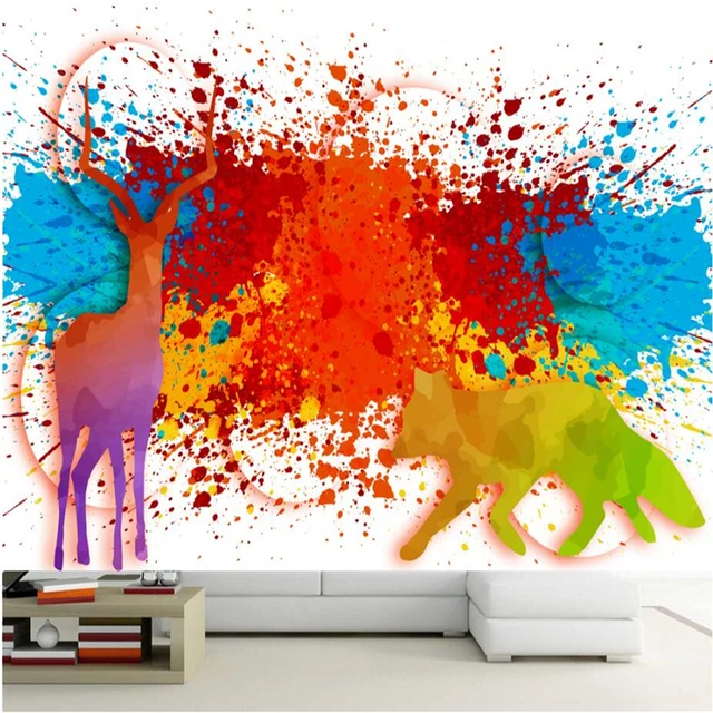 3d wall murals watercolor colorful animal world modern wallpaper