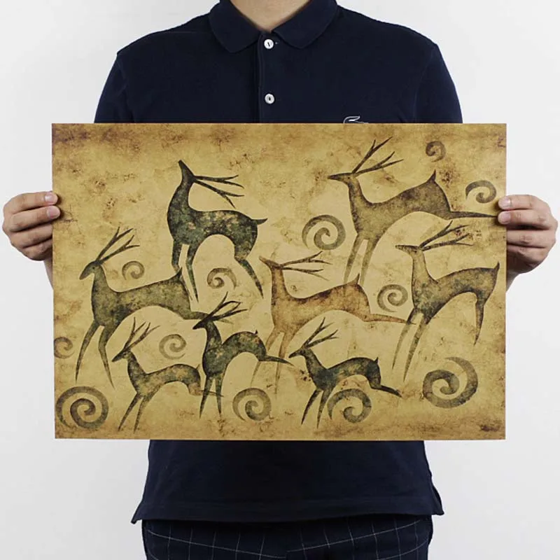 

"Deer"Design Chart Vintage Poster Retro Kraft Paper Posters Bar Cafe Interior Decoration Painting Movie Poster