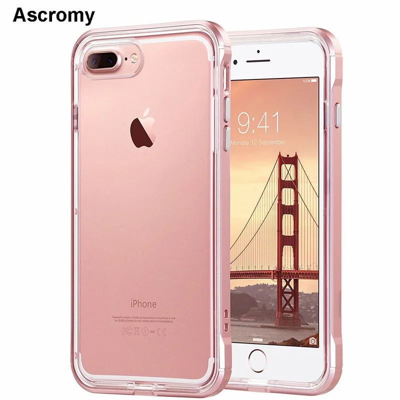 

Ascromy For iPhone 8 Plus Case Frame Crystal Clear Rubber Hybrid Protective Case Cover for iPhone 7 X 6 S 6S 5 5S SE Accessories