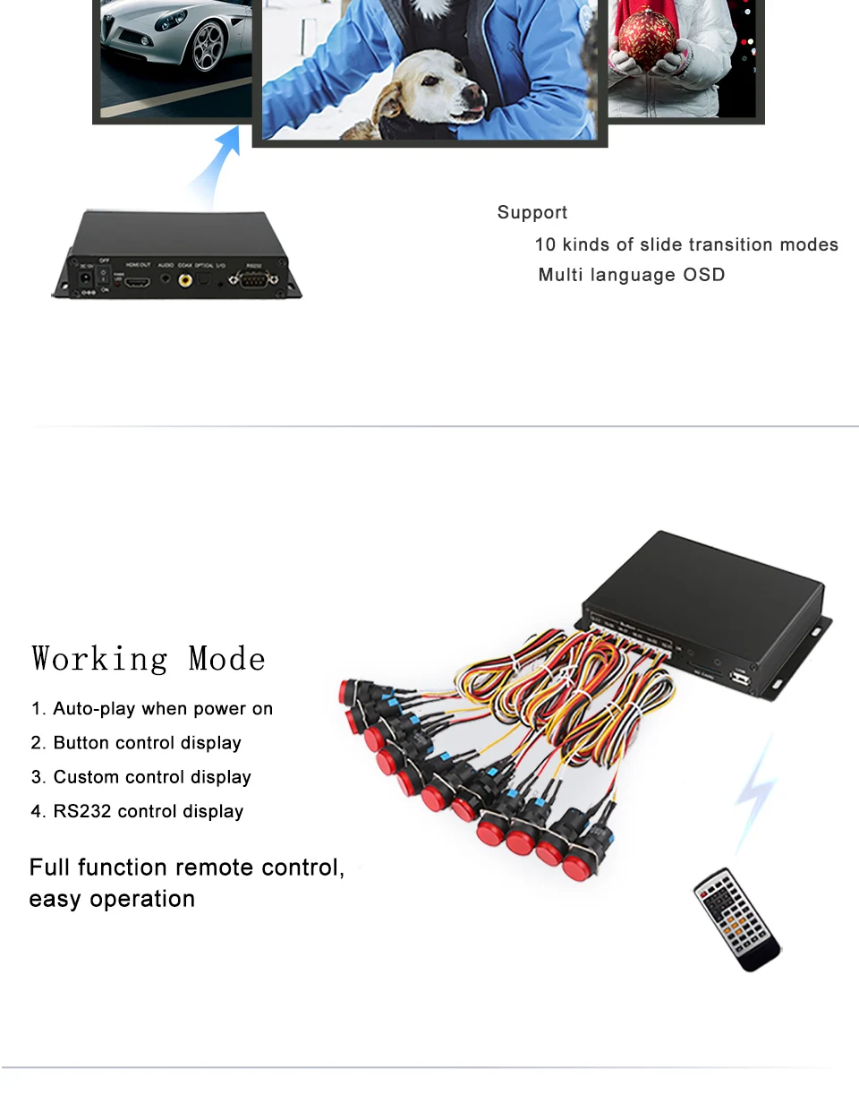 MPC1005-12 OEM/ODM 12 шт медиаплеер с внешней кнопкой видео плеер hd коробка медиаплеер Классическая петля