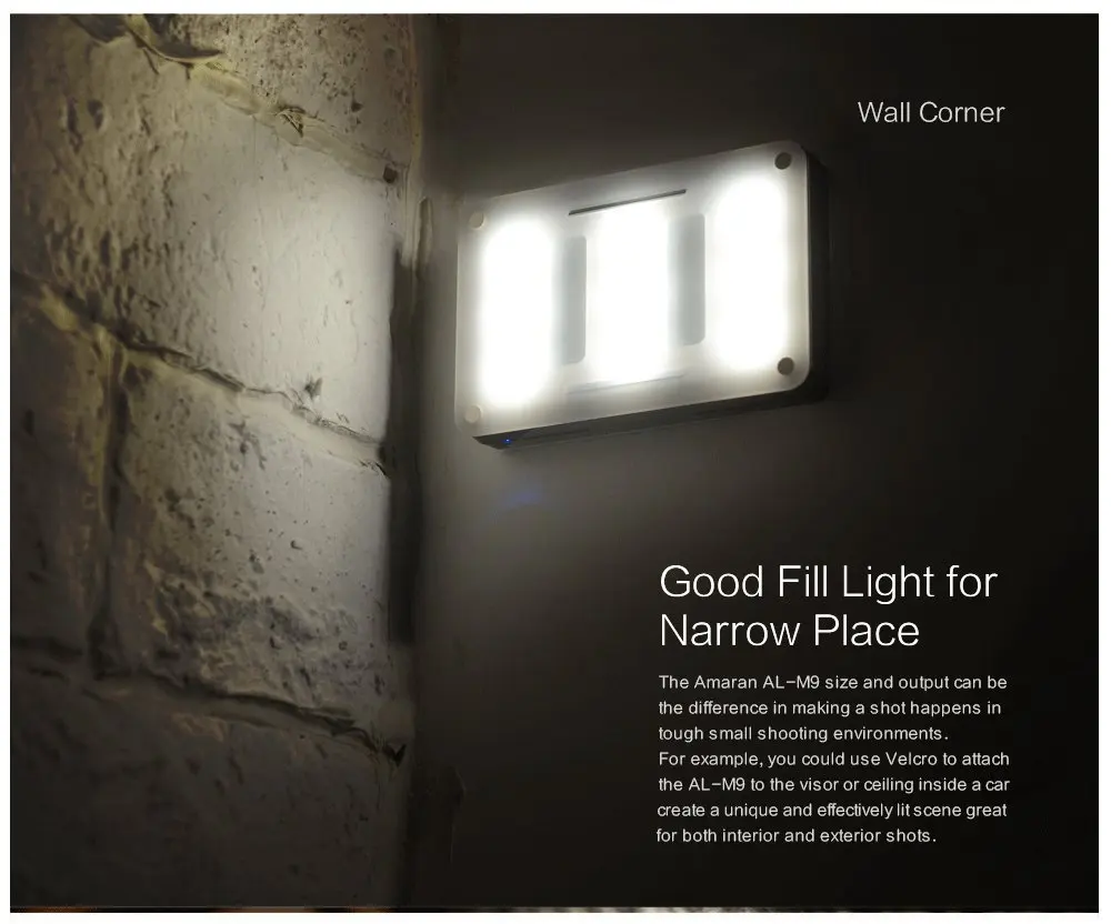 Aputure Amaran AL-M9 CRI95+ Mini LED Video Light On-Camera Fill Light with Mini Tripod Light Stand and Pergear Cleaning Kit