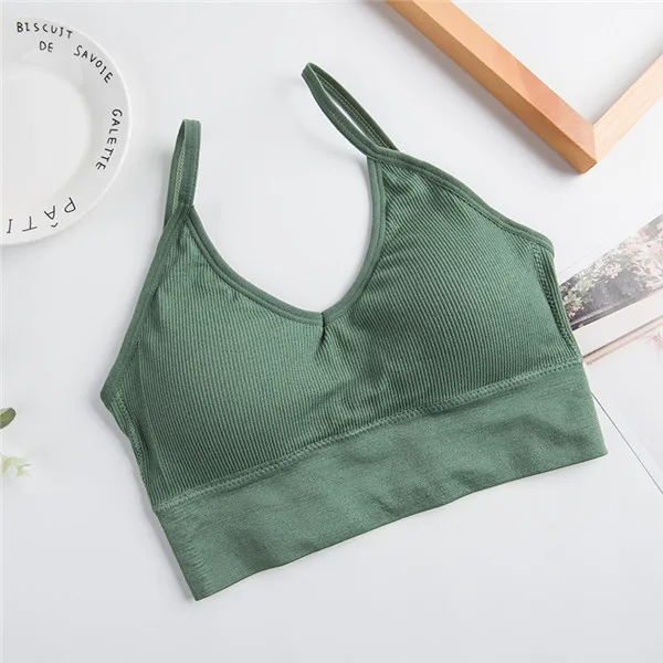 Women New Push Up Bra Fitness Bras Tops Brassiere Bralette Female Tube Top Underwear Bralet - Цвет: green