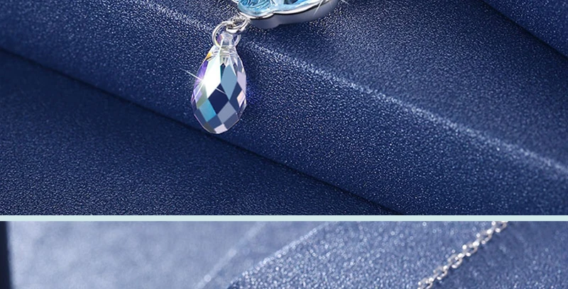 Бабочка подвеска в виде капли воды Кристалл от Swarovski женское ожерелье 925 серебро розовый синий инкрустированный циркон ожерелье ювелирные изделия подарок