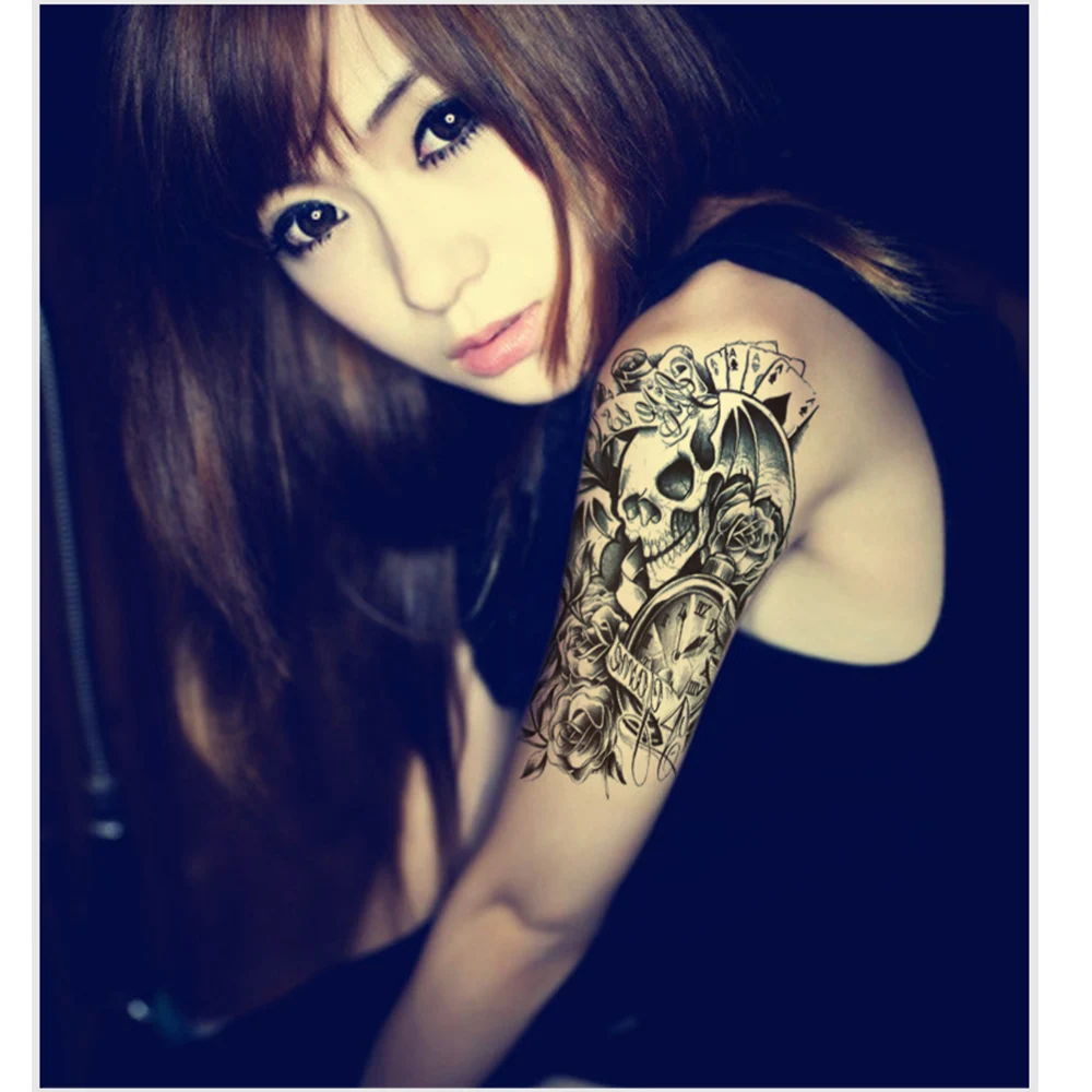 poker skull men tattoo sticker rose women waterproof temporary poker skull men tattoo sticker rose women waterproof temporary