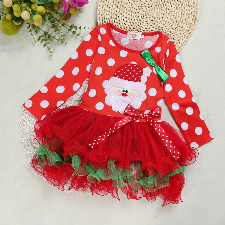 Smart Luxury Free Shipping 2016 new children Halloween Christmas Dress cotton long sleeved short sleeved dress