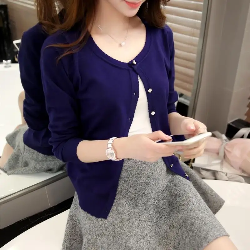 see chart OHCLOTHING 3075- корейская версия нового весенне-летнего платья свитер кардиган - Цвет: see chart