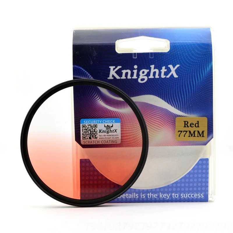 KnightX 49 52 55 58 62 67 72 77 UV STAR ND фильтр ткань для посуды для nikon canon go pro canon 550d объектив canon d7200 700d d3200 - Цвет: Grad Red