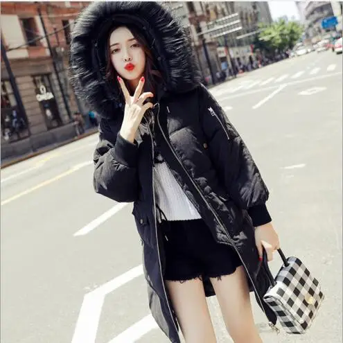 

Winter Hooed Parka Women Long Section Thickening Fashion Warm Snow Down Coat 2018 New Female Big Fur Collar High Quality Jacket