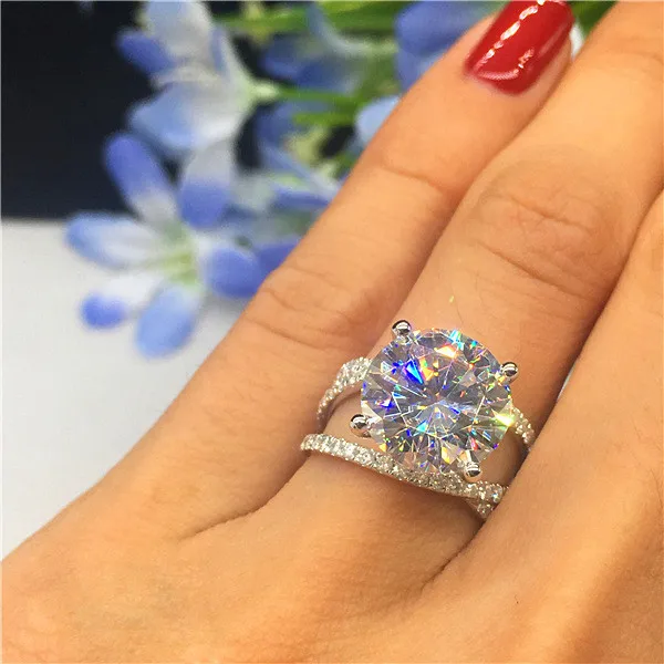 Роскошное женское кольцо с большими кристаллами любовь простое милое серебро кольцо с крестом уникальные кольца для помолвки/обязательства для женщин