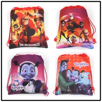 

12Pcs/lot The Incredibles Drawstring Bag Boy Travel School Bag Fabrics Backpack Kid Birthday Vampirina Non-woven Gift Bag Supply