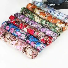 Романтическая ткань с цветочным рисунком мягкое платье шарфы Diy атласная ткань