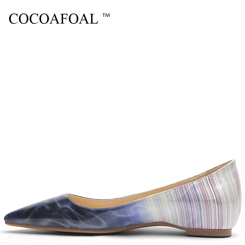 

COCOAFOAL Women's Platform Shoes Pointed Toe Flats Fashion Spring Autumn White Platform Ballet Shoe Plus Size Blue Purple Orange