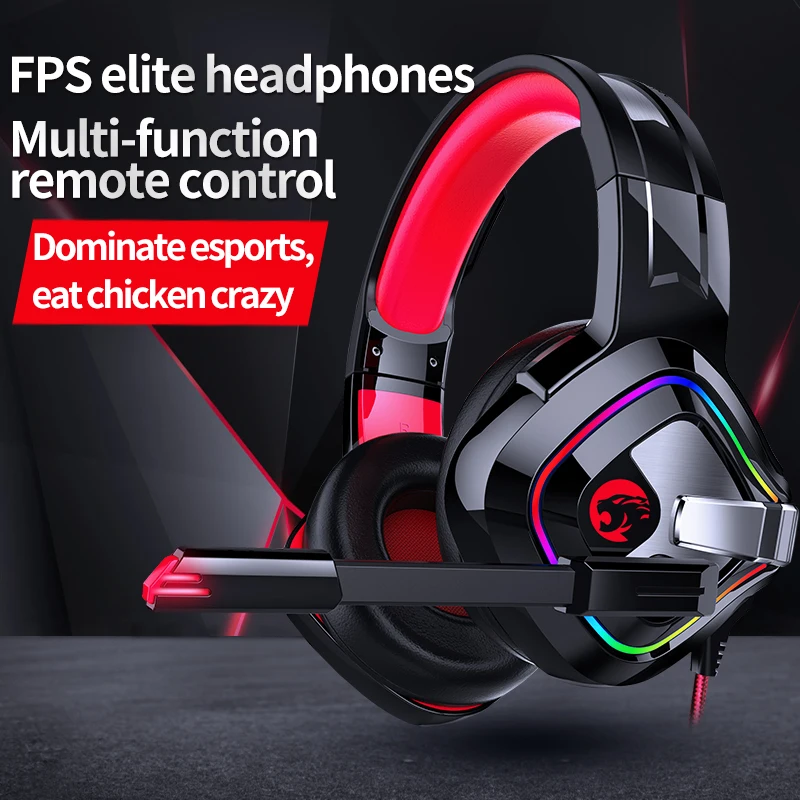 Игровые наушники большие с RGB подсветильник кой стерео микрофоном 3 5 мм глубокими