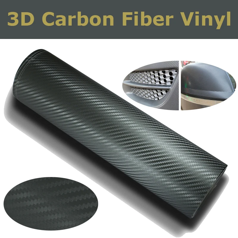 1.52x30m/Roll GRAY PVC Material 3D Carbon Fiber Vinyl Carbon Fiber 3D