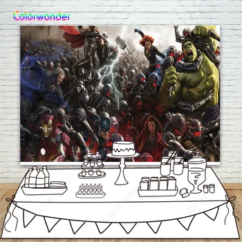 

Photography Background Avengers The Hulk America Movie Character Poster Photo Backdrop for Boy Birthday Party Decoration