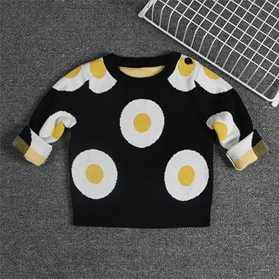 Autumn Winter Children's Clothing Cartoon Pineapple Knitted Sweaters Kids Baby Boys Girls Cotton Sweaters Tops - Цвет: black