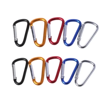 

10pcs Aluminium Alloy Keychain Climbing Button Carabiner Safety Buckle Outdoor Camping Accessories Color Random delivery