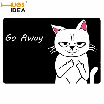 

HUGSIDEA Thin Bathroom Go Away Cat Mats for Cats Pets Funny Doormat for Bath Anti-Slip Kitty Animals Mats