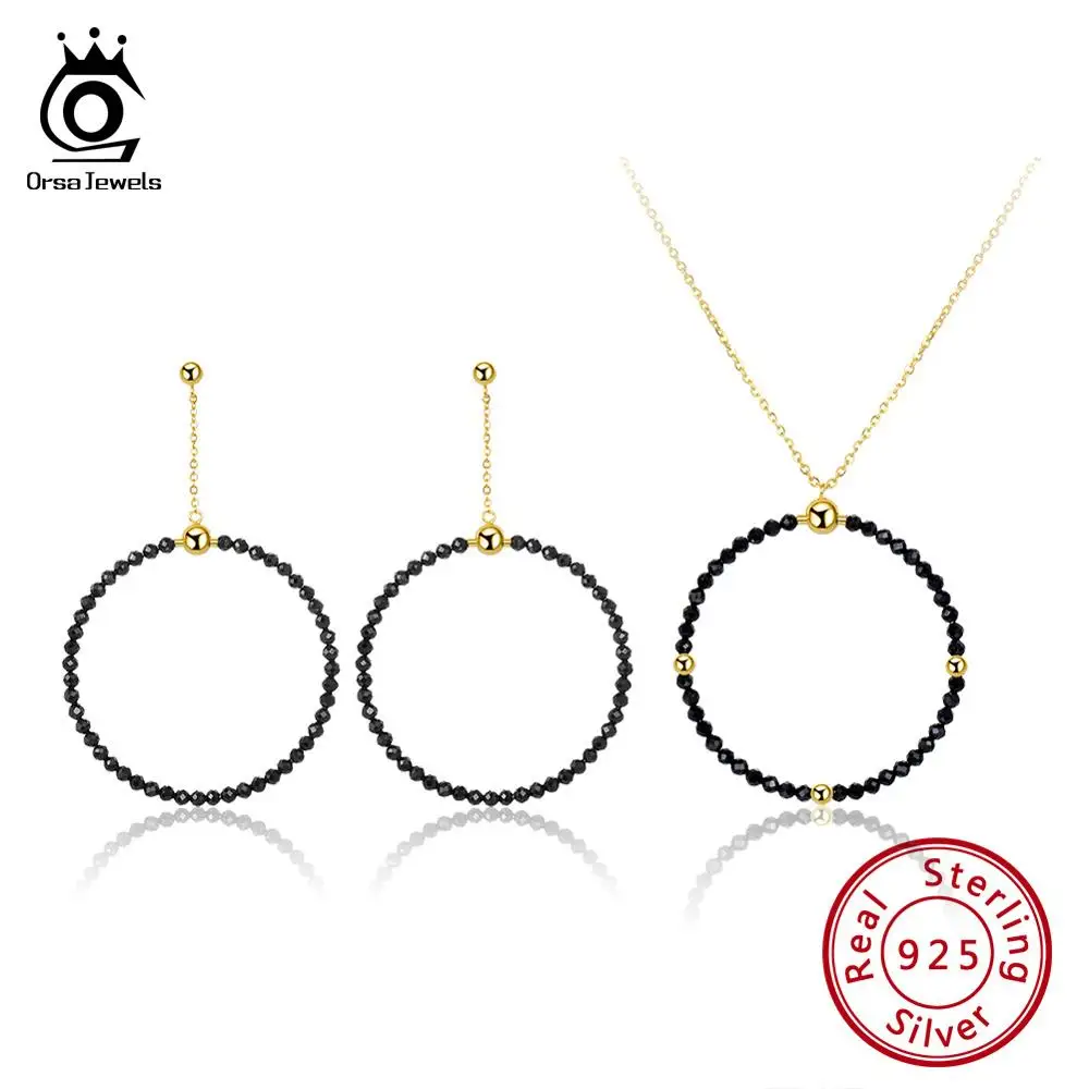 ORSA JEWELS, подлинные 925 пробы, серебряные женские серьги и ожерелья с подвесками, Модный Ювелирный Набор, элегантные ювелирные изделия, подарок SS39