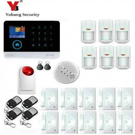 

YoBang Security 433MHZ APP Controls 3G WCDMA/CDMA Wireless WIFI Alarm System Touch Panel Smoke Detector Home Burglar Alarm.