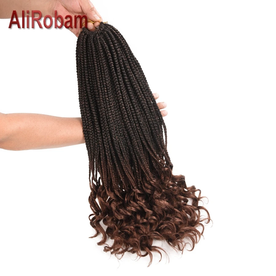 

AliRobam Box Braids High Temperature Synthetic Crochet Braiding Hair Extensions Loose Curly End Women Braids 22 strands/pack