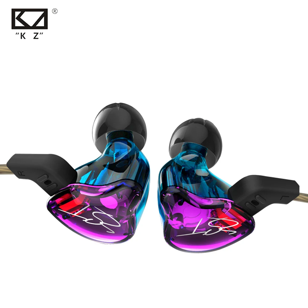 

Original KZ ZST Balanced Armature+Dynamic Hybrid Dual Driver Earphones Purple/blaHIFI Earbuds Bass In-ear Earphones With/out Mic