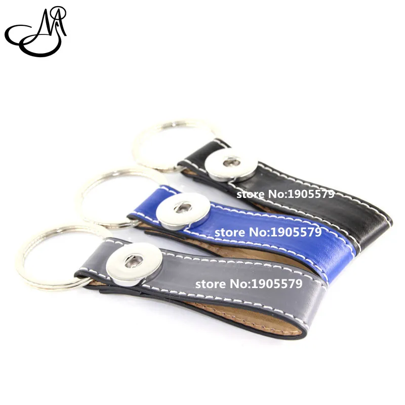 Fashion Snap Jewelry Mix 3 Color Leather Keychain 18mm Snap Button