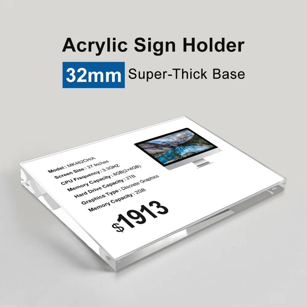 

A4 Tabletop Sign Holder Luxury Thick Acrylic Crystal Display for Top Grade Stores Restaurants Hotels Sign Board