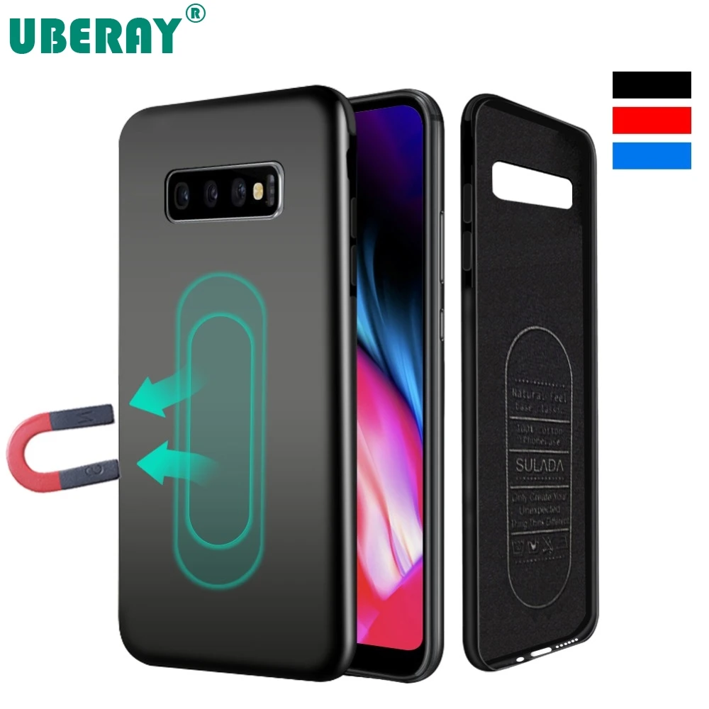 UBERAY магнитный автомобильный чехол для телефона samsung Galaxy S10 Plus S10e huawei P30 Mate20 Pro Встроенная Магнитная пластинка мягкий ТПУ противоударный