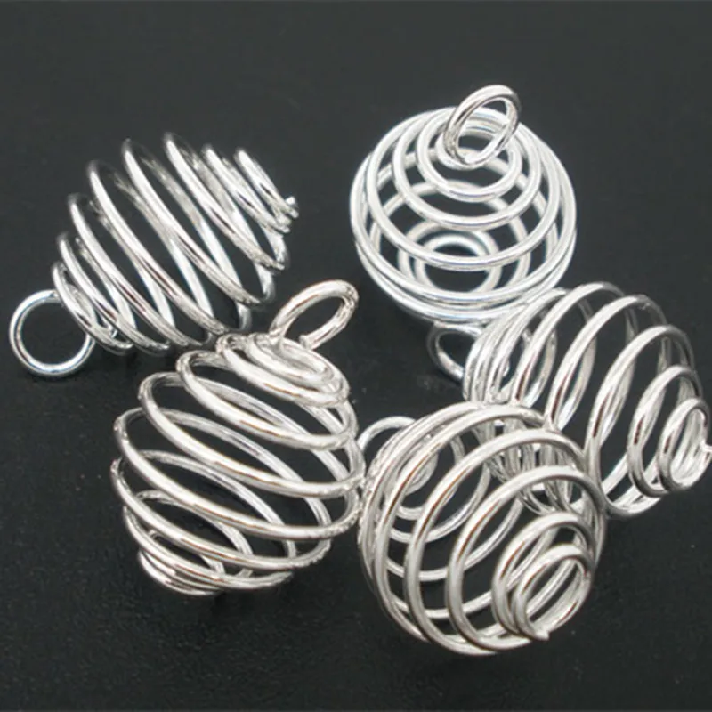 

20pcs Plated Spiral Bead Cage Charms Pendants for Women and Men Jewelry Making 25x30mm
