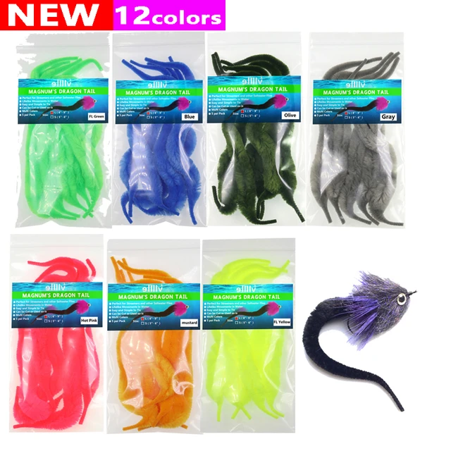 5PCS/Pack 12 Colors New Magnum's Dragon Tail for Pike Muskie