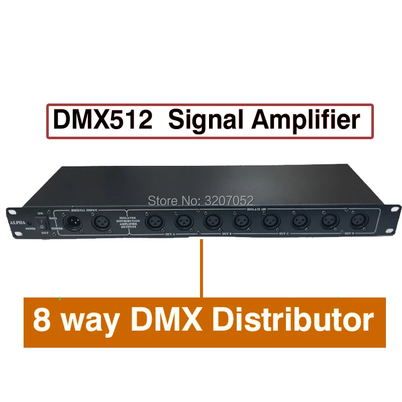 

New 8 way DMX Distributor Stage Light Controller DMX512 Splitter Light Signal Amplifier Splitter for stage light equipment