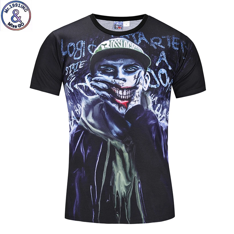 

Mr.1991 brand newest design Horror clown printed 3D boy's t-shirt 12-20years teenage hipster tshirt girl cool tee hot sale A56