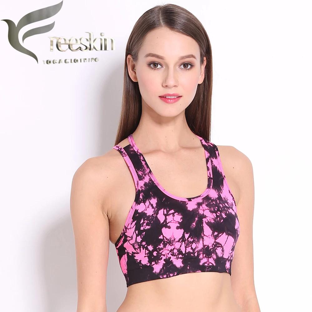Zhangyunuo Women Tie Die Yoga Bra Plus Size Sports Bra Gym Cross Backless Bra Yoga Padded Mujer Strappy Cropped Top Fitness